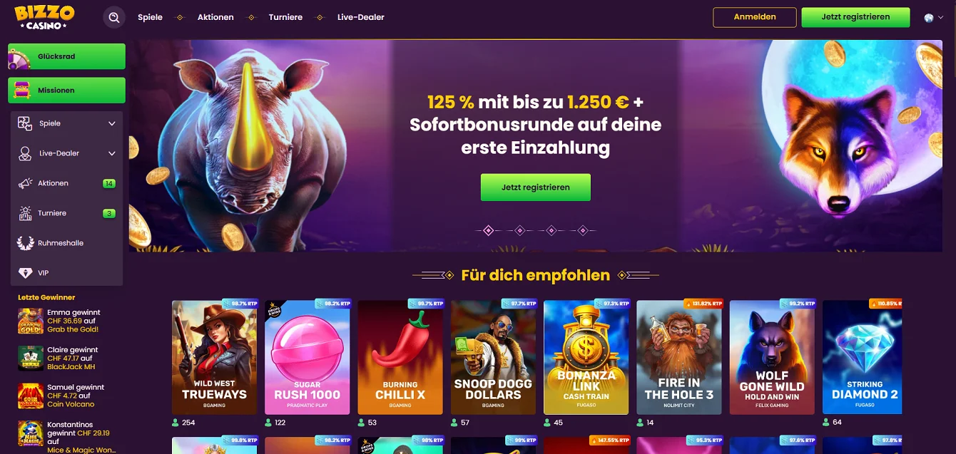 bizzo casino website